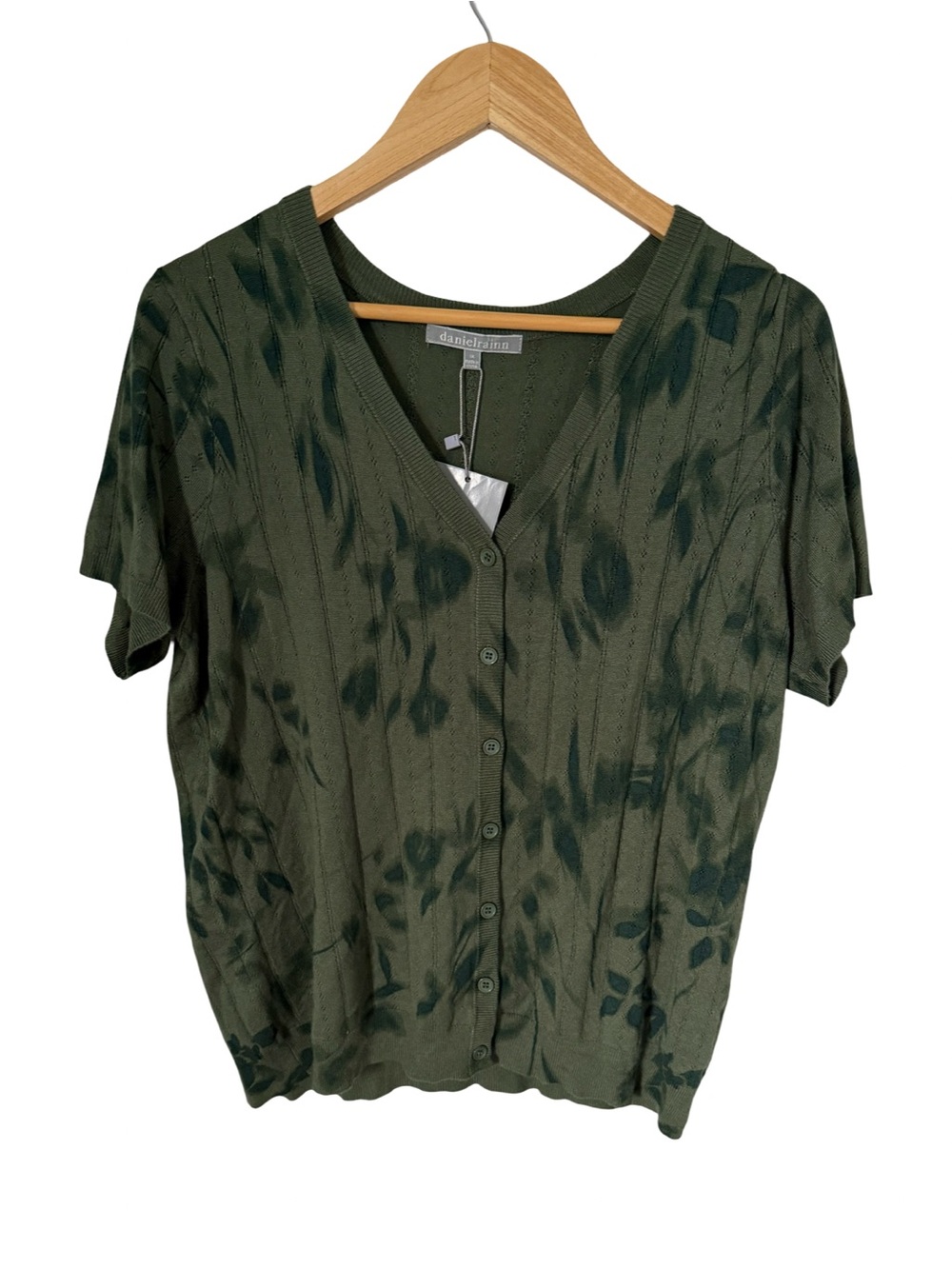 Daniel Rainn V-Neck Short Sleeve Floral Button Front Cardigan Sweater NWT 1X